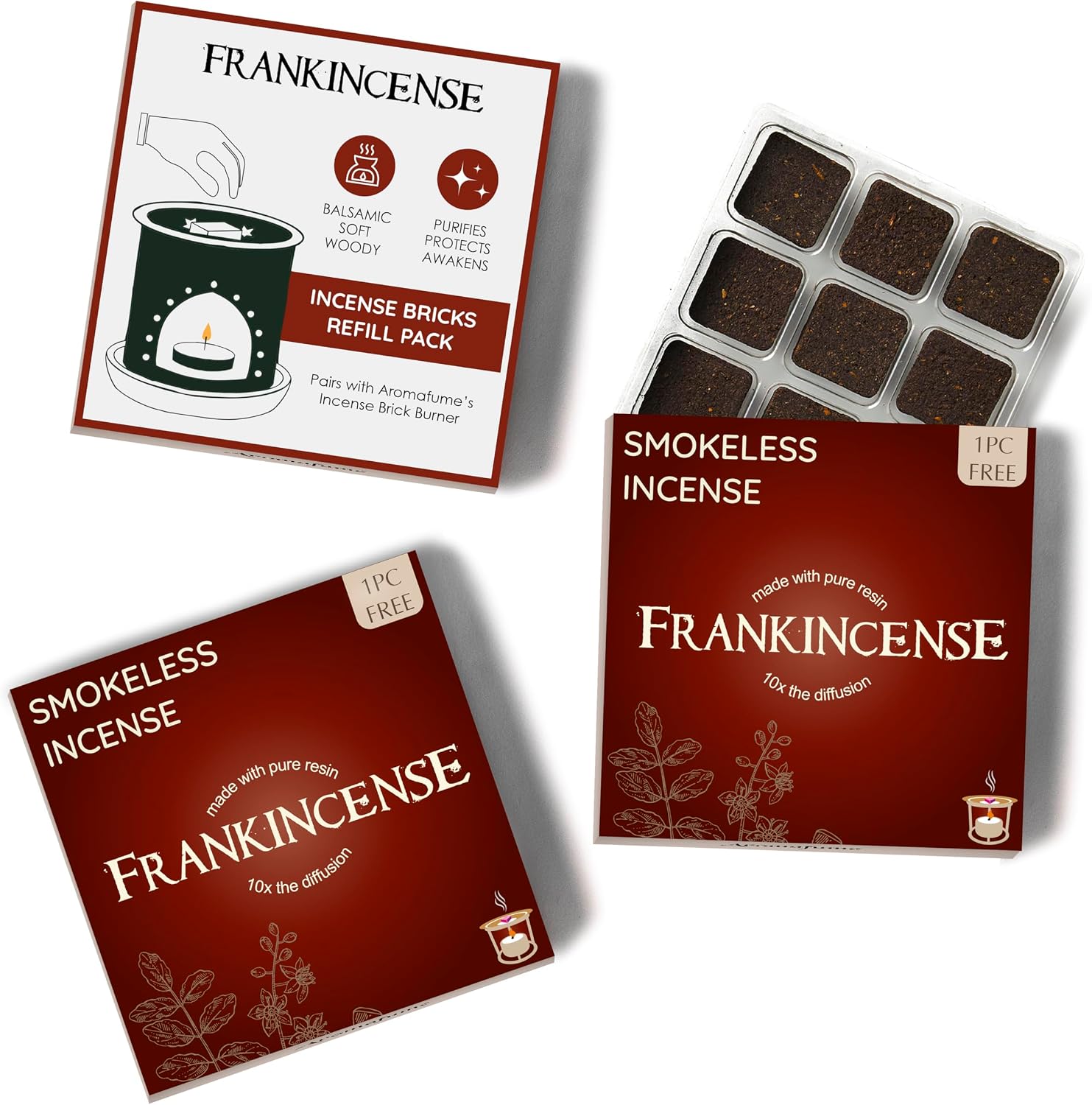 Aromafume Frankincense Incense Bricks 3 Trays x 9 Pieces Each Ideal for Prayer, Meditation and Usage in Churches and Temples. Made Using Pure Frankincense from Somaliland! Refill Pack