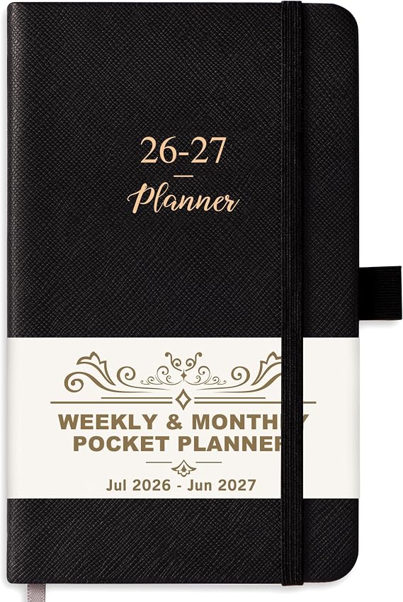 Pocket Planner 2026-2027, Jul 2026 - Jun 2027, Academic Planner 2026-2027 | Weekly & Monthly Calendar, 6.3''3.8'', Pen Loop, Back Pocket, Elastic Closure, Note Pages