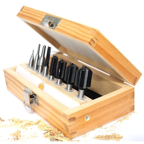 8Pcs Straight Router Bit 1/4 Shank
