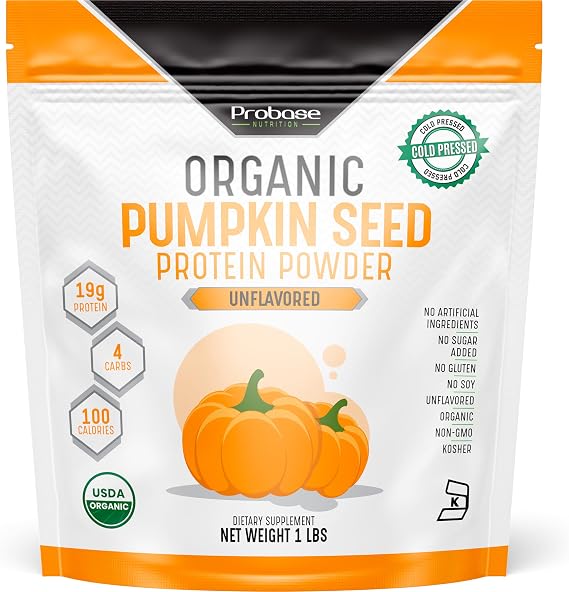 Probase Nutrition, Pumpkin Seed Protein Powder, Unsweetened Plant-Based Pumpkin Protein Powder, Ideal for Post-Activity Support, Pumpkin Powder is Rich in Omega 3, 6, 9 | 1 lb, Cold Pressed