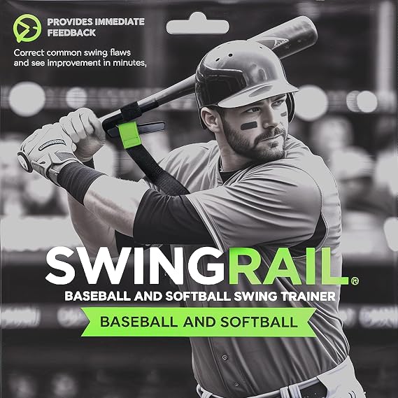 SWINGRAIL Baseball/Softball Hitting Trainer Swing Trainer Aid for Batting & Hitting Practice Baseball Training Equipment to Improve Bat Speed, Swing Mechanics, Contact & Timing For Ages 9 and Up