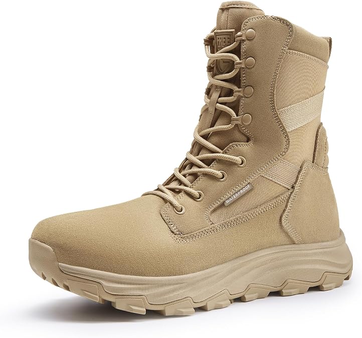 FREE SOLDIER Men's Tactical Boots 8 Inches Military Lightweight Durable Hiking Motorcycle Combat Waterproof Boots