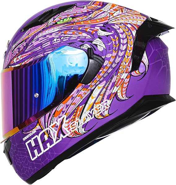 HAX Obsidian Full Face Dual Visor Adult Motorcycle Helmet for Motorbike Street Bike with Pinlock Ready DOT Approved Slayer Purple XXL