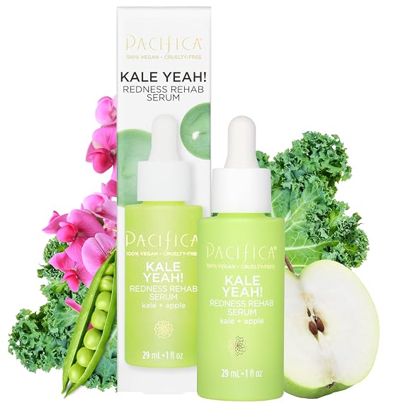 Pacifica Kale Yeah! Redness Rehab Serum Niacinamide & Super Greens Face Serum to Calm Redness, Minimize Pores & Oil, Soothing Anti-Redness for Oily/Combination Skin Vegan Dermatologist Tested