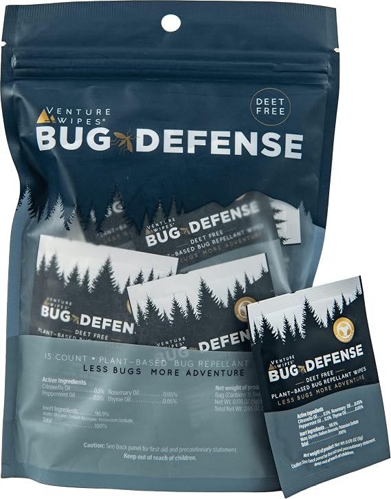 Venture Wipes Natural Mosquito Repellent Wipes, DEET-Free, 15 Count