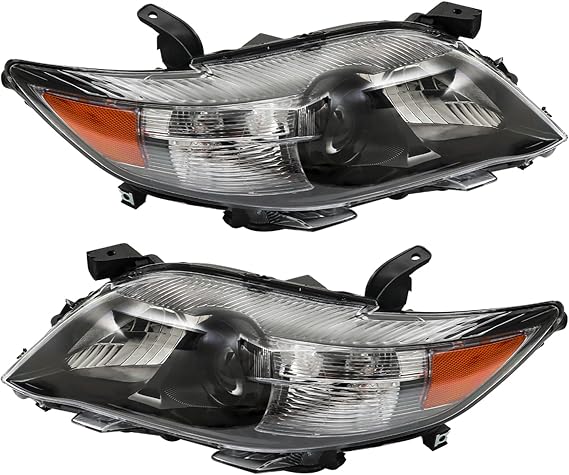 Replacement for Toyota Camry 2010-2011 Headlight Assembly Projector Black Left and Right Side Pair