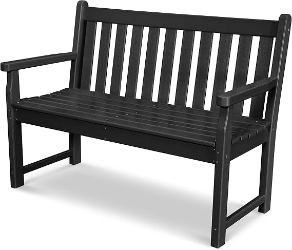 Poly-Wood TGB48BL Traditional Garden 48-Inch Bench, Black