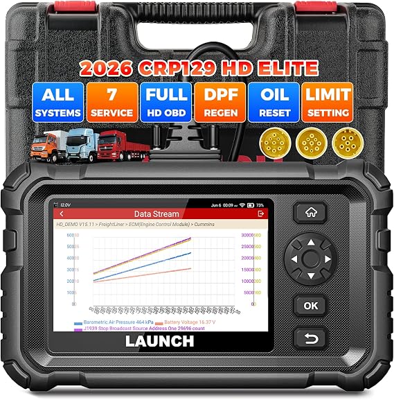 LAUNCH CRP129HD Heavy Duty Truck Scanner, 7+ Resets, DPF Regen Diesel Tool