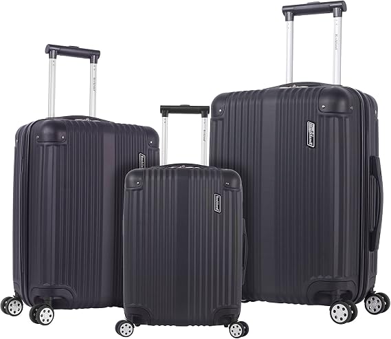 Rockland Berlin Hardside 3 Piece Expandable Spinner Wheel Luggage Set, (20"/24"/28"), Black