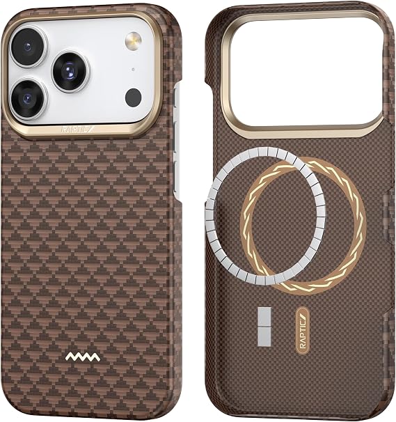 Ultra Thin Lightweight Case with Non-Slip and Case-Free Feeling, Compatible with MagSafe, 1500D Aramid Fiber Textures for RAPTIC iPhone 17 Pro Max, [Tactile Weaving-Happy]
