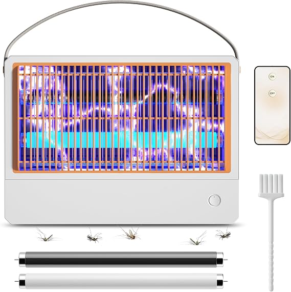 BuggyBands Bug Zapper Indoor, Hybrid Spectrum Electric Fly Zapper with 2 Extra Replacement Bulbs, Quiet Mosquito Trap Insect Killer for Fruit Flies Moths and Gnats