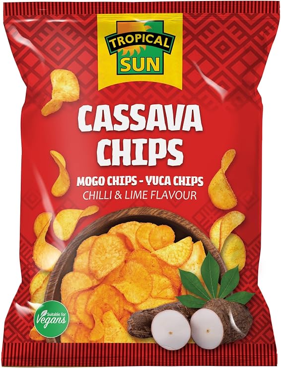 Tropical Sun Cassava Chips Chilli and Lime Flavour, 80g (Pack of 6)