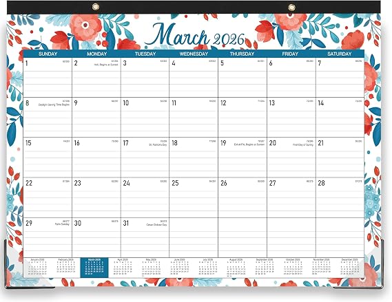 2026 Desk Calendar - Large Desk Calendar 22" x 17" from Jan. 2026 - Dec. 2026, 12 Months Roll-up Calendar with Box