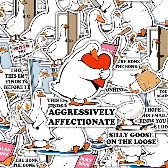 (16pcs-3in) Silly Goose Sticker Funny Meme Animal Stickers for Humor Lovers