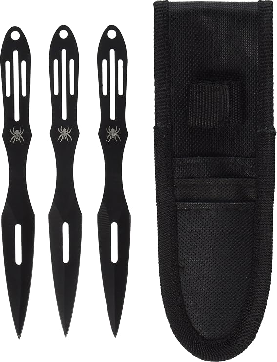Ace Martial Arts Supply Bulls Eye Triple Knife Set, Black