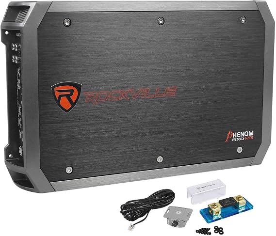 Rockville RXD-M3 4000W Mono 1-Ohm Car Amplifier, High-Speed MOSFET, Adjustable 12dB Crossover, LED, Remote Sub Control, Perfect for Car Audio and Subs