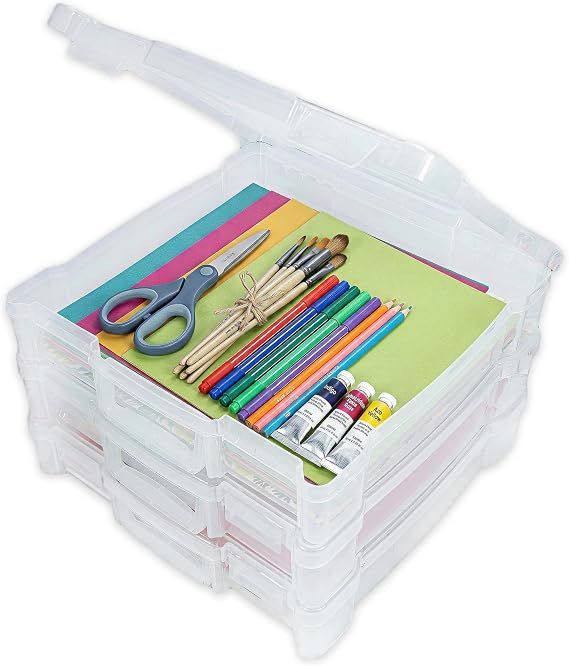 ArtBin 12 x 12 Craft Organizer with Handle, 3 Pack, Clear