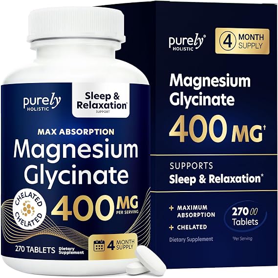 Magnesium Glycinate 400mg, 4+ Month Supply, Sleep, Relax & Muscle Support