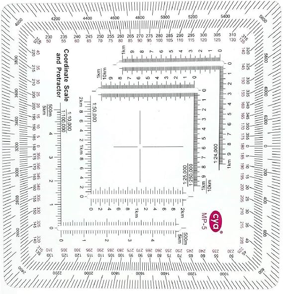 Square Ruler Coordinate Grids Reader Protractors Coordinate Scale Map Reading Tool Pair With Compasses