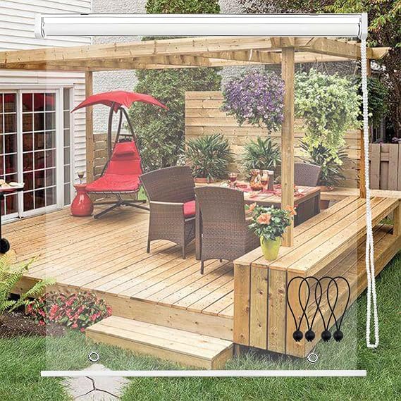 Clear PVC Outdoor Roller Shades Blind,Clear Waterproof Roller Blinds,HD Transparent Roll Up Curtain for Outdoor Pergola Patio Balcony Bathroom Window Shade Cordless(68x100in)