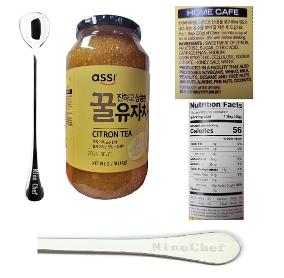 NineChef Brand Spoon Plus Assi Korean Citron Tea with Honey, 1kg 2.2 lb (Bottle 2)
