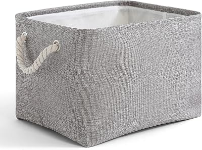 Storage Bins for Shelves - 11.8x7.9x5.2 inch Grey Small Storage Baskets for Organizing, Fabric Storage Cubes Closet Organizer for Home Nursery Gift Decorative Gray