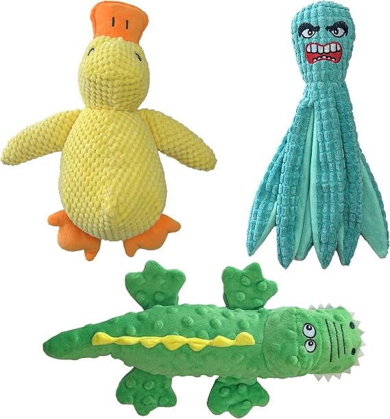 Squeaky Dog Toys to Keep Them Busy Squeaky Dog Toys with Soft Fabric, for Small, Medium Dogs for Daily Interaction, Companion Training 3Pcs