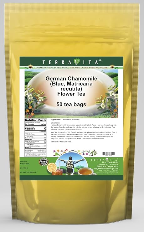 German Chamomile (Blue, Matricaria recutita) Flower Tea (50 tea bags, ZIN: 516219)
