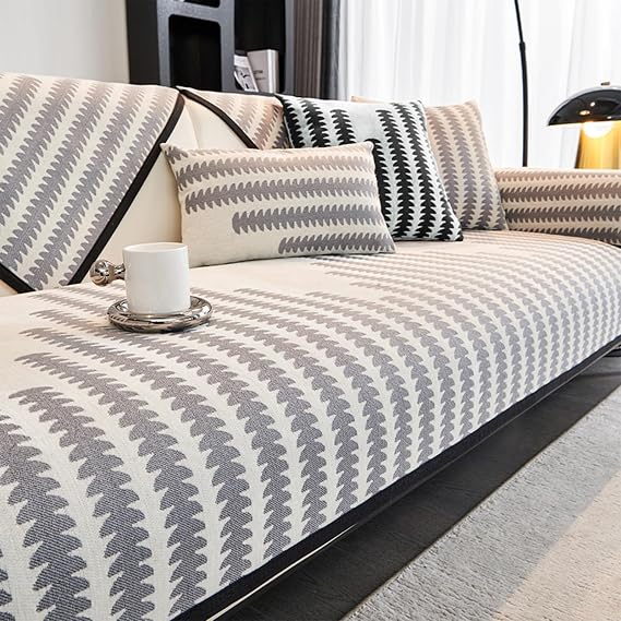 Funny Fuzzy Couch Cover,Boho Chenille Couch Cover Chic Geometric Sofa Slipcover,Chenille Fabric Furniture Protector Couch Cover,Funny Fuzzy Dog Couch Cover(Gray,110 * 210cm/43.3x82.7in), Grey