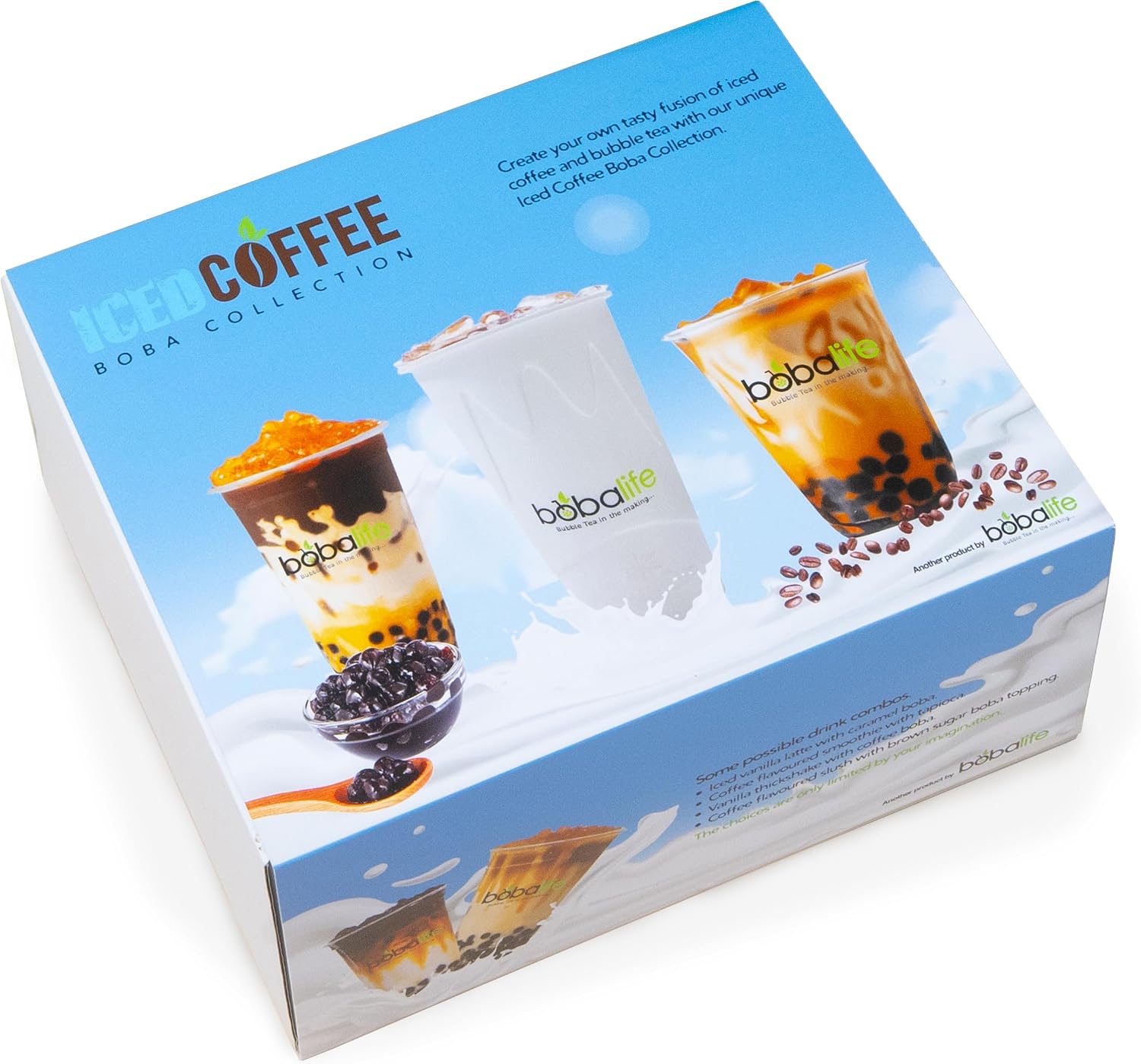 Bobalife Bubble Tea Slush Kit – Iced Coffee Slush Drink Mix Set with Tapioca, Popping Boba & Syrup – Makes 9 Drinks – DIY Beverage Kit, Vegan & Gluten Free