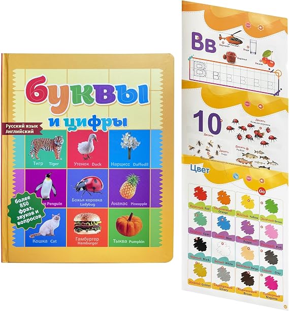 Russian-English Alphabet Sound Book, Learn the Pronunciation of Russian Letters and Words, Russian Learning Toy