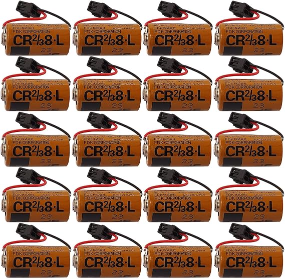 (20-Pcs CR2/38.L 3V 2000mAh PLC Battery Compatible for Fuji CR2/3 8.L 3V Lithium Battery FDK CR17/33 with Black Head (3.0 Volt, 2.0 Ah, Non-Rechargeable)