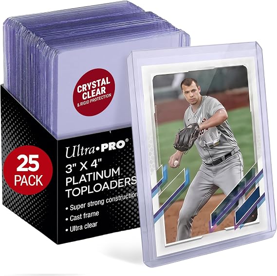 Ultra Pro 3" x 4" Clear Platinum Top Loaders for Trading Cards, 25 Pack