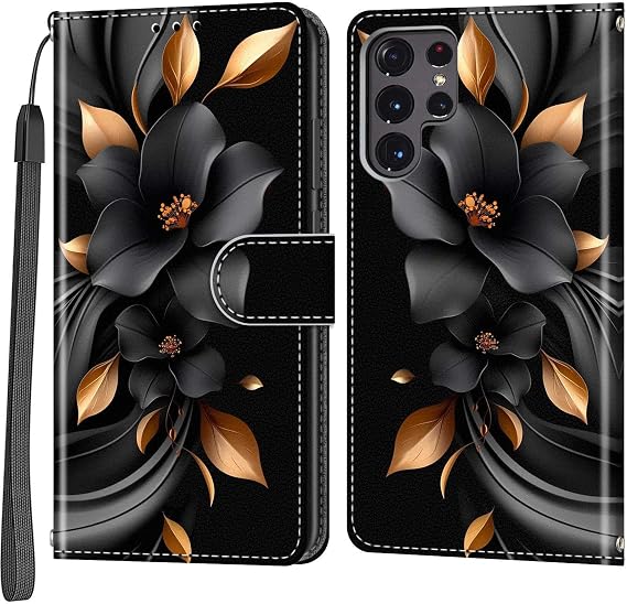 Mobile Phone Case for Samsung Galaxy S22 Ultra Leaves and Flowers
