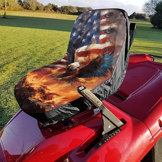 Riding Lawn Mower Seat Cover American Flag and Eagle Tractor Seat Cover Scratch Proof Lawn Mower Seat Protector Non Slip Tractor Seat Cushion