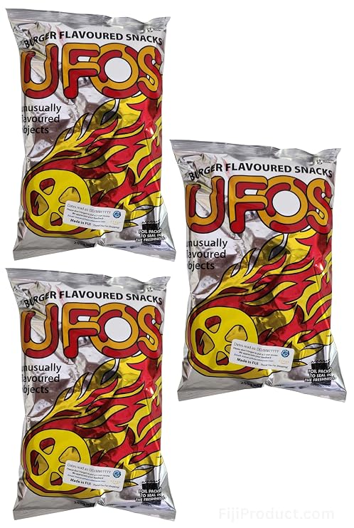 UFO'S Burger Flavored Puffs Snacks 3x 200g (Pack of 3 Value Deal) SOO DELICIOUSS! Family Pack Snacks LOVE FROM FIJI