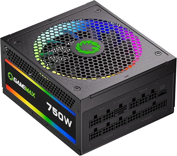 GAMEMAX 750W Fully Modular ARGB Power Supply, ATX3.0 & PCIE 5.0, 80 Plus Gold Certified, 105C Japanese Caps, ATX Gaming Power Supply