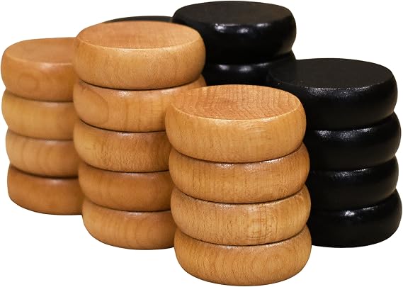 26 Black and Natural Crokinole Discs - Full Set (Large Discs - 1 1/4 Inch Diameter (3.2cm))