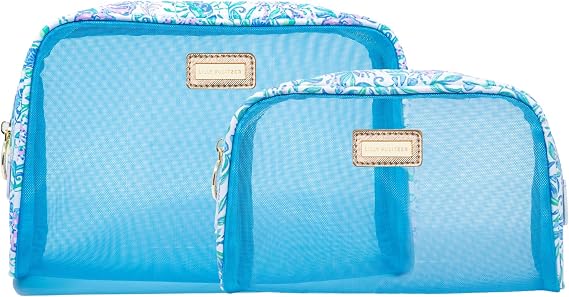 Lilly Pulitzer Clear Zipper Pouch, Cute Pencil Case for Adults, Travel Toiletry Bag, Small Pouch Bag for Supplies, Makeup or Toiletries, Just a Pinch