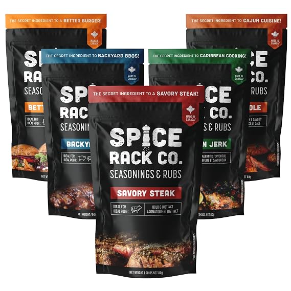 Spice Rack Co. BBQ Seasonings And Rubs - Smoking & Grilling Spices and Seasonings Sets, Grilling Accessories & Smoker Accessories, Unique Fathers Day Gift For Dad, Gifts For Father's Day (5 Pack)