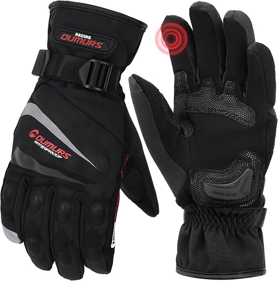 Oumurs Motorcycle Gloves for Men & Women, Unisex Touchscreen Cycling Gloves for Outdoor Sports On-Road/Off-Road/Mountain Motorcycle Motorcross Motorbike Dirt Bike Bicycle Racing ATV UTV