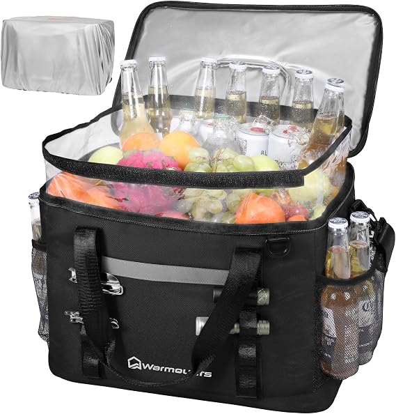 WARMOUNTS Insulated Cooler Bag 48/75 Cans, Soft Sided Portable Lunch Bag Coolers w/Zippered Top, Leak Proof PVC Interlayer, 5-Layer Insulation Large Ice Chest Bag for Travel, Camping, Beach, Picnic