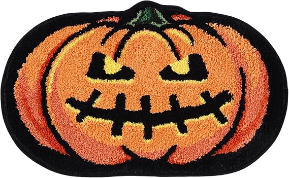 Halloween Pumpkin Bath Mat 20x32 Inch, Soft and Absorbent Tufted Fall Bathroom Rug Non Slip Washable, Autumn Halloween Bathroom Decor Rug Holiday Decorations