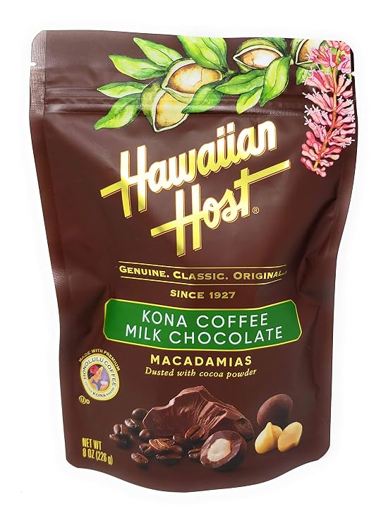 Hawaiian Host Kona Coffee Milk Chocolate Macadamia Nuts - 7 oz Bag