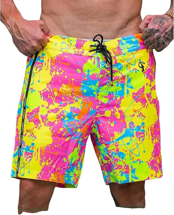 Tucann Men's Trunks 7" Compression Liner Quick Dry Zipper Pocket Chlorine | Resistan 4 Way Stretch Printed Swim Shorts for Men