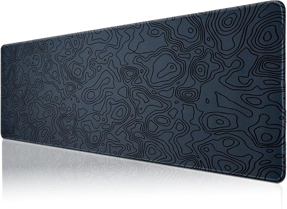 Klasse Pro - 5 Farklı Model Dikişli Kenar 120x60 cm Oyuncu Gaming Mouse Pad (Dark Grey Map Lines)