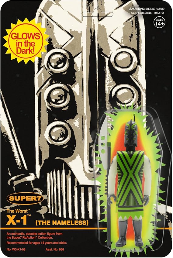 Super7 The Worst X-1 (Monster Glow) - 3.75" The Worst Action Figure with Accessory Collectibles and Retro Toys