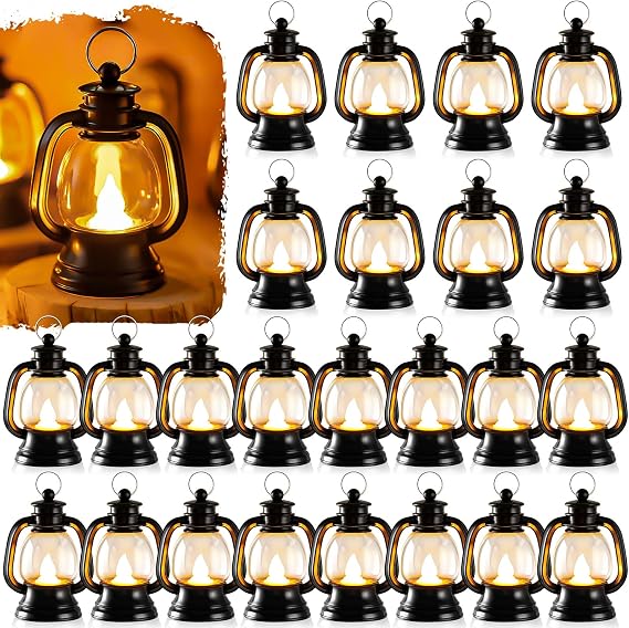 24 Pcs Halloween Mini Lantern, 4 Inch Western Lantern Table Centerpiece