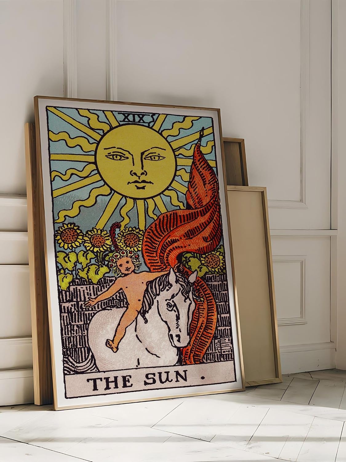 Bivetuk Tarot Cards Rider Waite Art Print The Sun Mystical Poster Esoteric Celestial Wall Vintage Witchy Decor Spiritual
