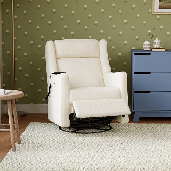 babyletto Kiwi Deluxe Power Recliner & Glider, Performance Ivory Boucle